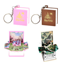 3D Mini Fold Book Keychain Children Kids Toys Anxiety Stress Relief Castle Toys Birthday Jewelry Gift Car Key Rings Key Chains