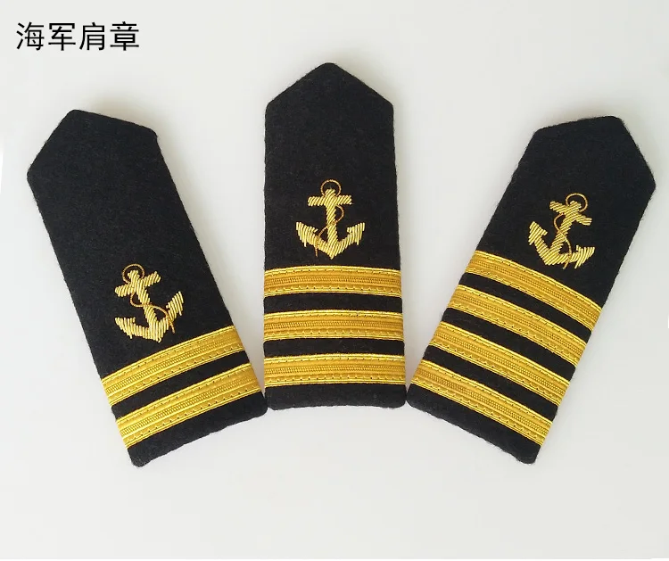 Indian Silk Captain Epaulets Sailor Uniform Epaulettes Anchor Propeller Bars Shirts Shoulder Board Knot Badges DIY Accessories