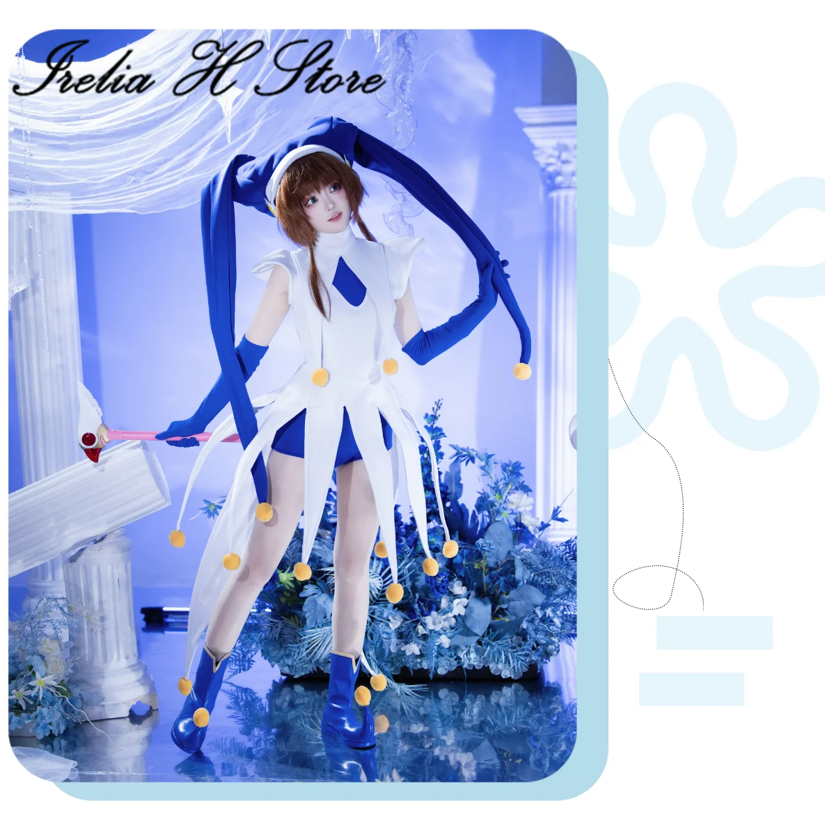 Irelia H Card Captor Sakura Cosplay Costume THE WATERY Card The Blue Clown outfit Cosplays Anime Halloween view 6