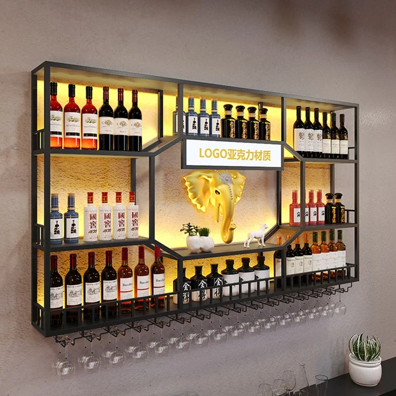 ติดผนังขวดบาร์ชั้นวางของตู้เย็น Wine Cellar กาแฟ Organizer Club ไนท์คลับโมเดิร์น Muebles Racks Bar Mini