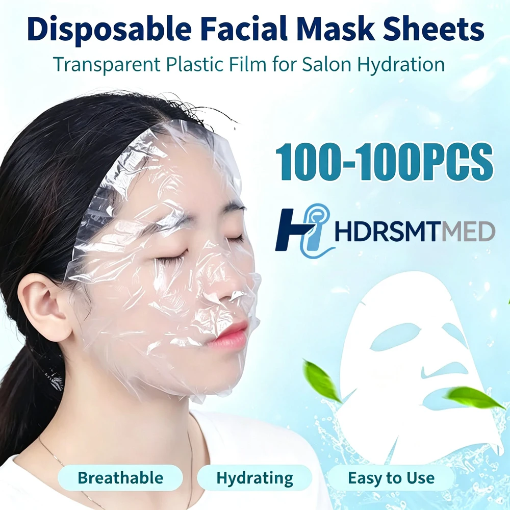 100-1000pcs Disposable Plastic Film Full Face Cleaner Mask Neck Stickers Paper Transparent Masks Wrap Facial Beauty Makeup Tools