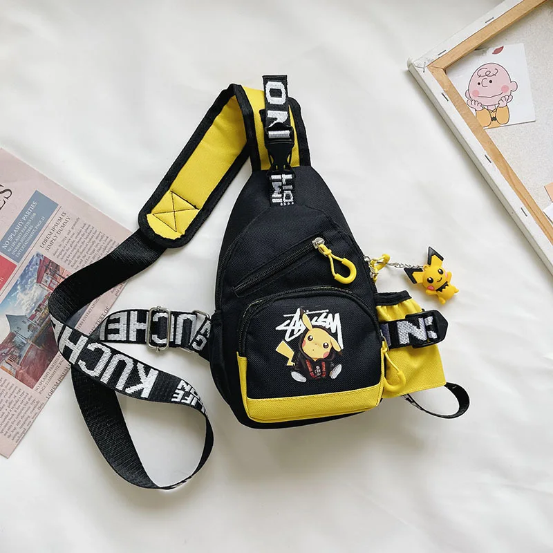 Fashion children bag cartoon print Pikachu children chest bag trendy outdoor sports leisure messenger bag