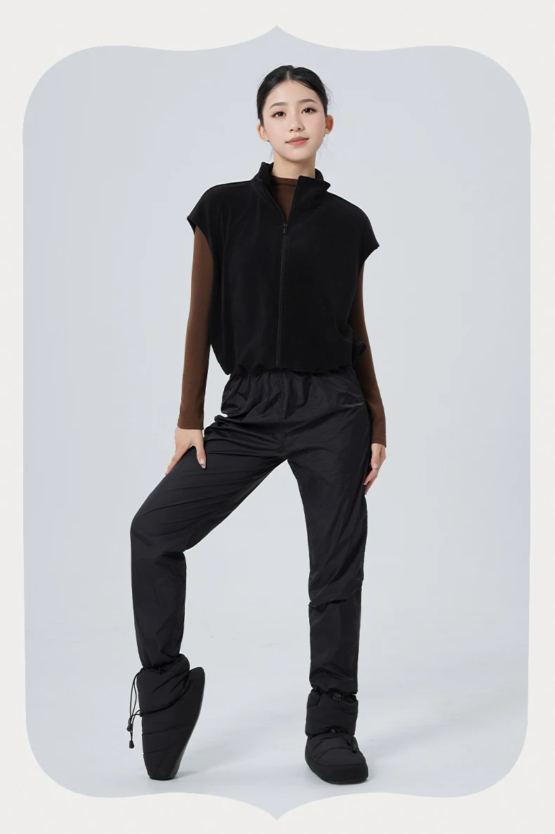 Warme Tanzweste für Damen, mit Fleece gefüttertes Ballett-Übungsoberteil für erwachsene Frauen, Herbst-Winter-Tanzbekleidung, lässiger Rollkragenmantel – Detail 15