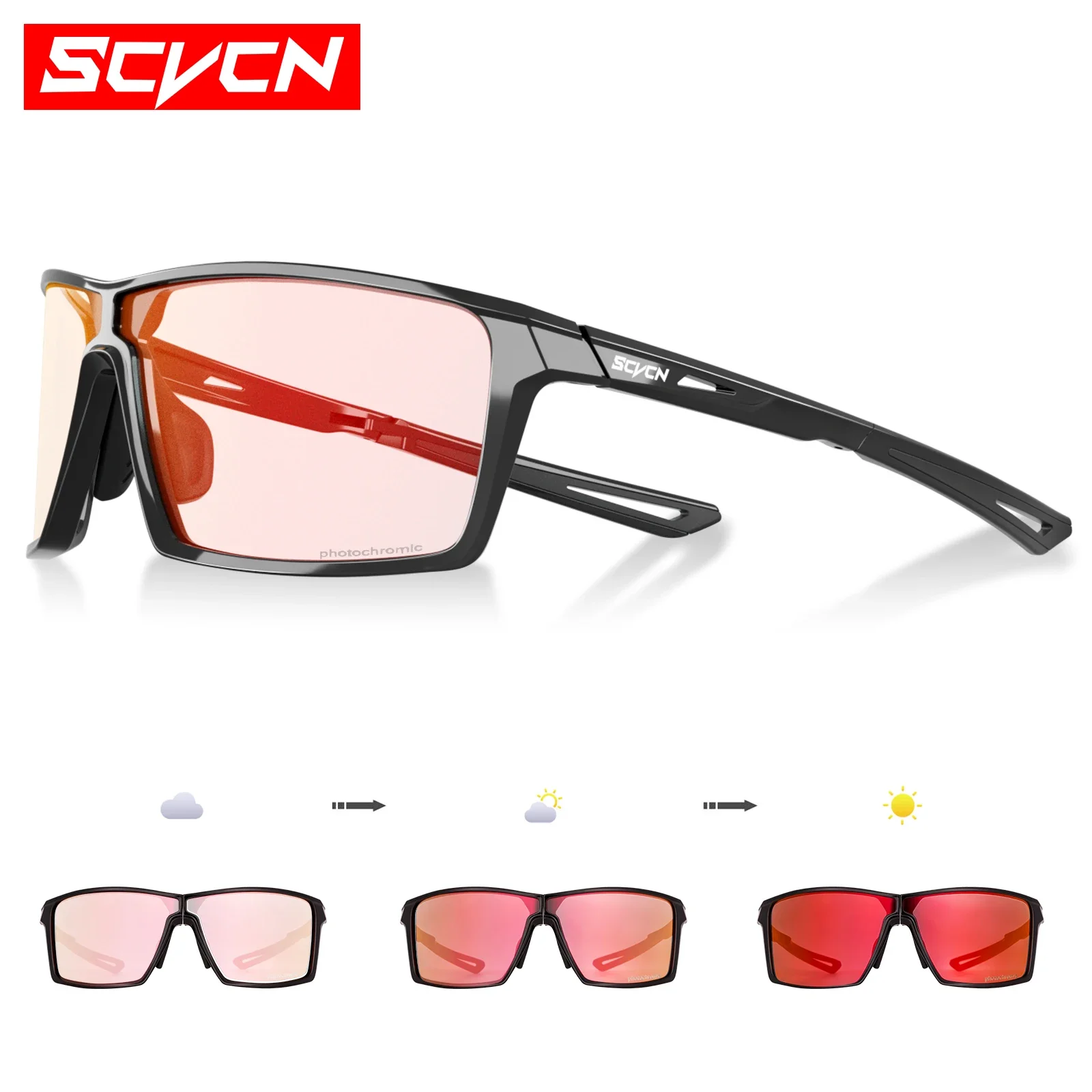 Scvcn Portable Folding Sunglasses Anti-fog Photochromic Cycling Glasses Bike Bicycle Men Women Sports Goggles MTB Racing UV400