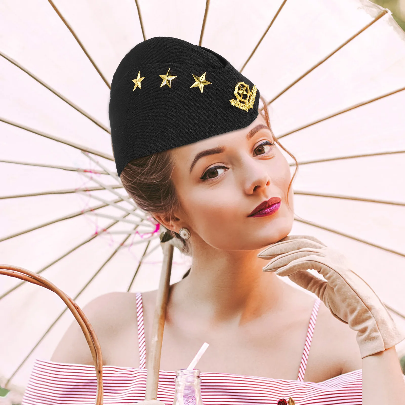 La taglia del soldato russo si adatta a tutte le feste, cosplay, spettacolo di danza, costume, cappello da capitano, cappello da capitano, cappelli da marinaio
