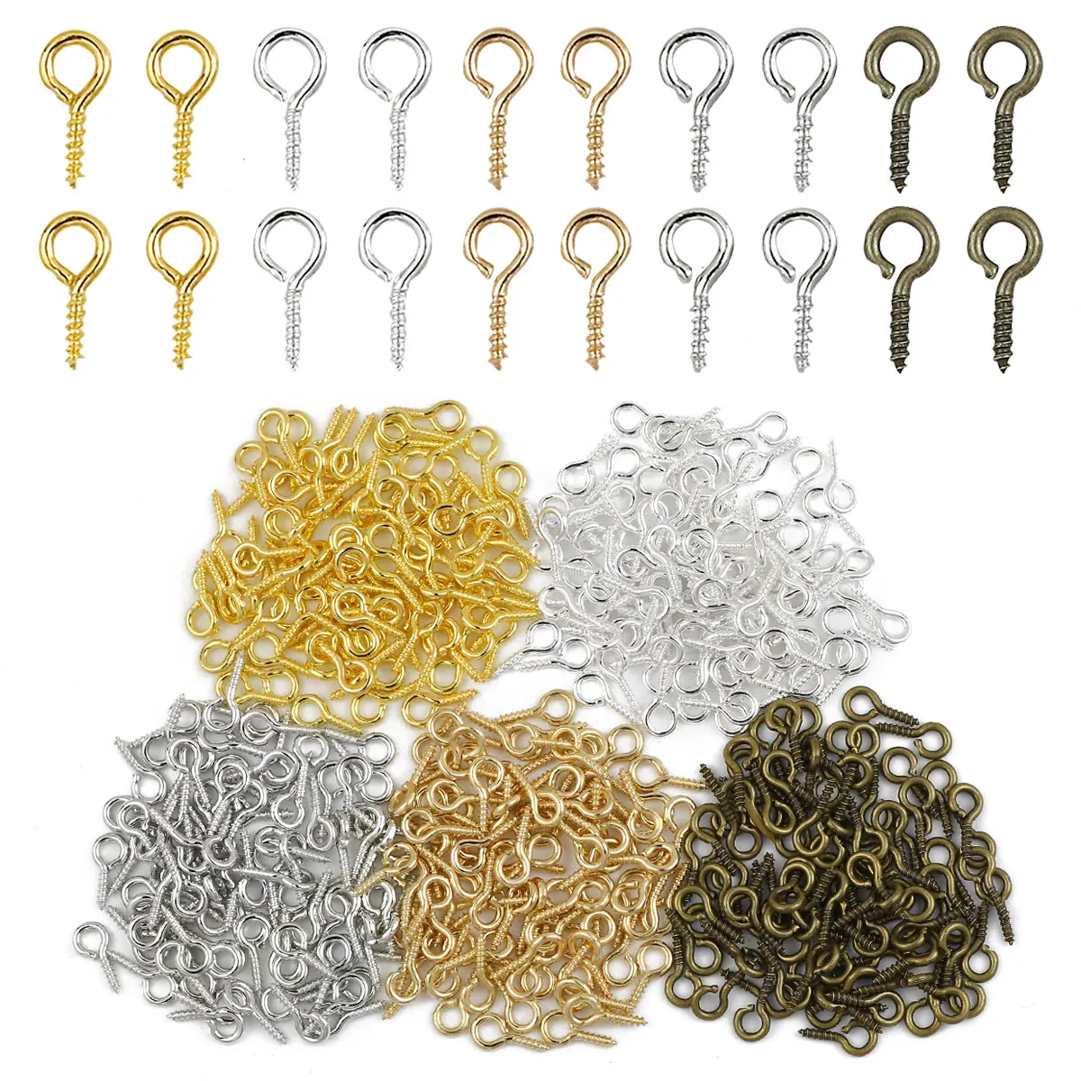 100pcs 5x10mm Mixed Colour Alloy Sheep Eye Nail Screw Eye Pins For Diy Jewelry Making Charms Bracelet Necklace Metal Accessories