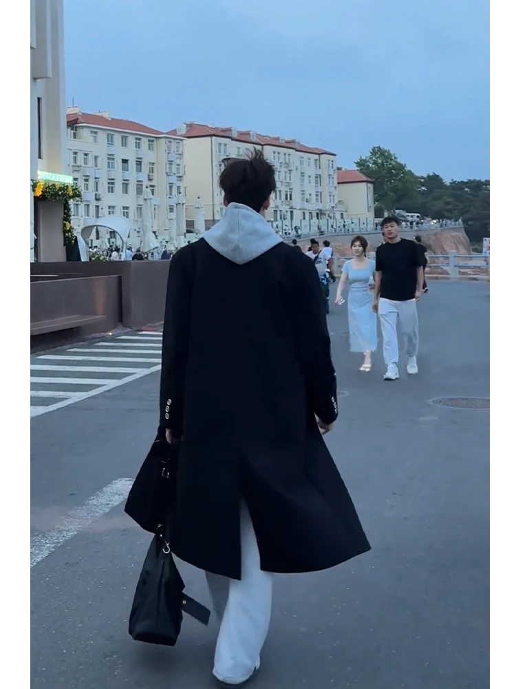 

Мужское зимнее шерстяное пальто Cleanfit Blaoulder с подкладкой, в корейском стиле, повседневное, ветрозащитное, длинное, на одной пуговице