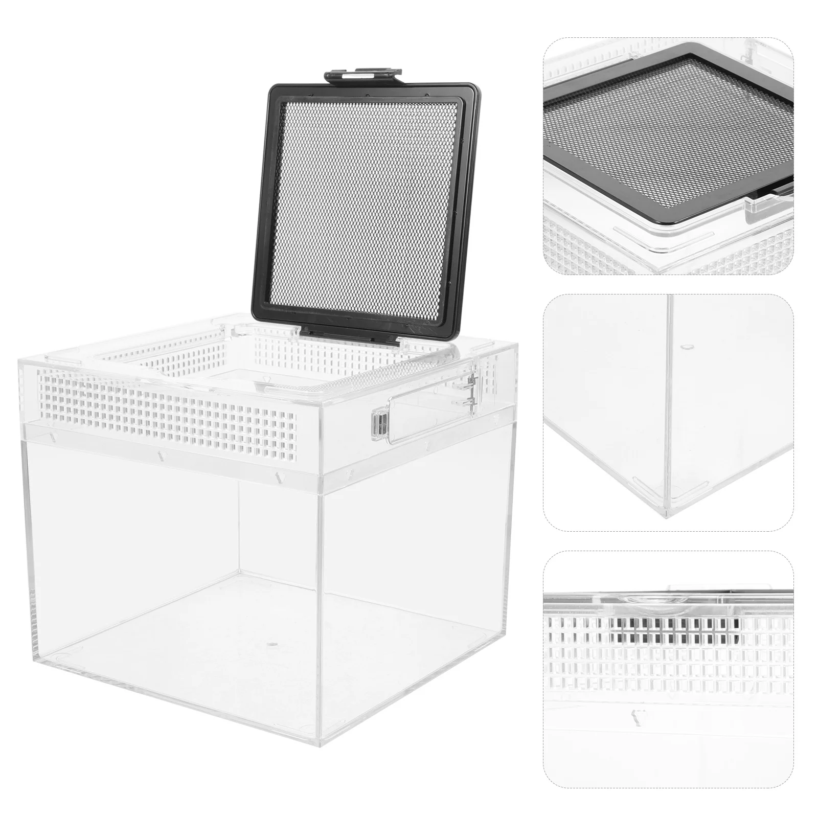 صندوق تربية السحلية، ختم مغناطيسي منزلق، حاوية شفافة للحيوانات الأليفة الصغيرة، العنكبوت أبو بريص الرتيلاء، الزواحف، صندوق تغذية الموئل #1