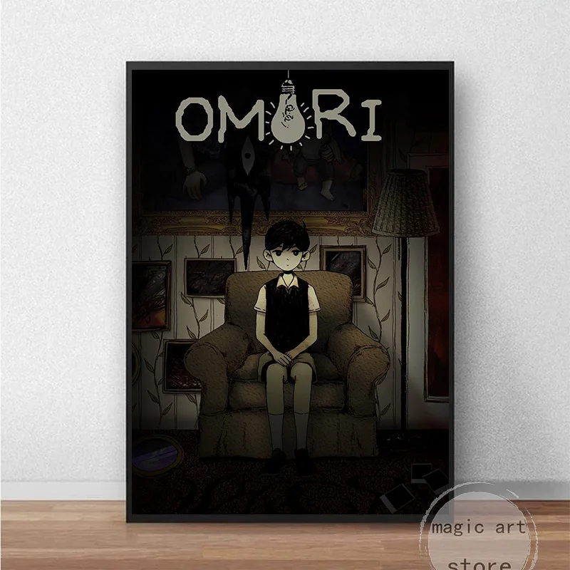 Horror Anime Style Video Game Omori Main Character Game Scene Art Poster Canvas Painting Wall Print Picture Room Home Bar Decor