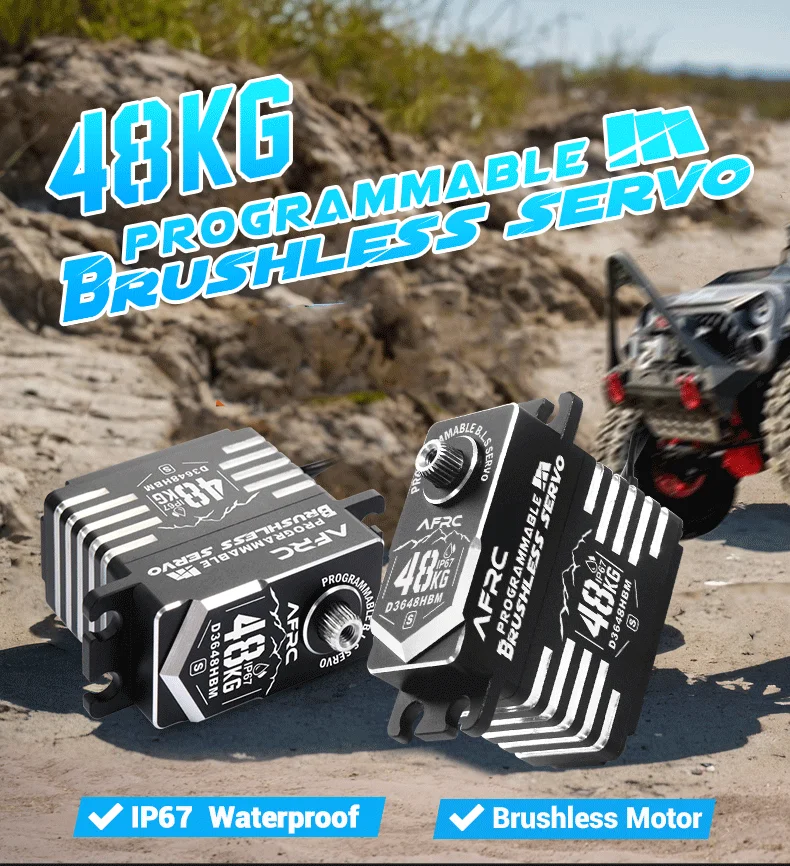 2 Stück Hochdrehmoment AFRC Programmierbares Smart Brushless Servo Kit für 1/5 1/8 Maßstab RC Autos On/Off Road 42KG 25KG 48KG – Detail 14