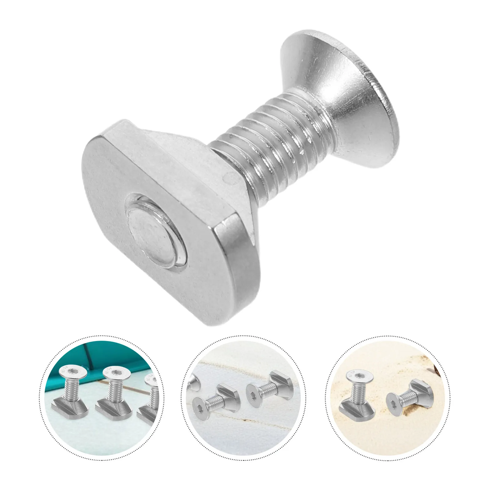 

Набор из 4 фольгированных винтов M6 из нержавеющей стали с Т-образными гайками для крепления досок для серфинга, гидрофойлов, SUP-досок, кайтбордов