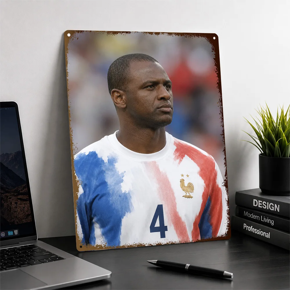 Patrick Vieira Football Textured Poster Personalized Aluminum Metal Sign Club Legacy Style Wall Art Made For Player Collectors