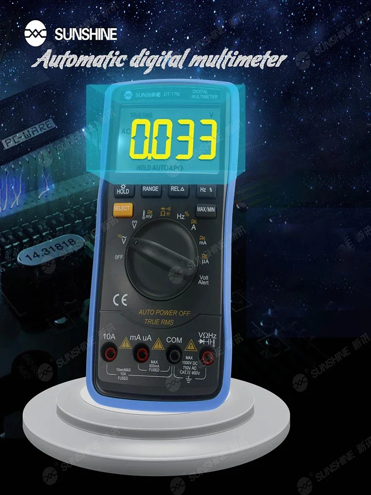 Multimeter SUNSHINE DT-17N Smart Multimeter Digital Professional Fully Automatic AC DC Voltage Current Resistance Measurement