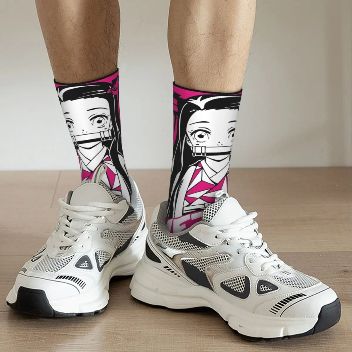 Winter Warm Cool Women Men Demon Slayer Nezuko Socks Non-slip Middle Tube Socks