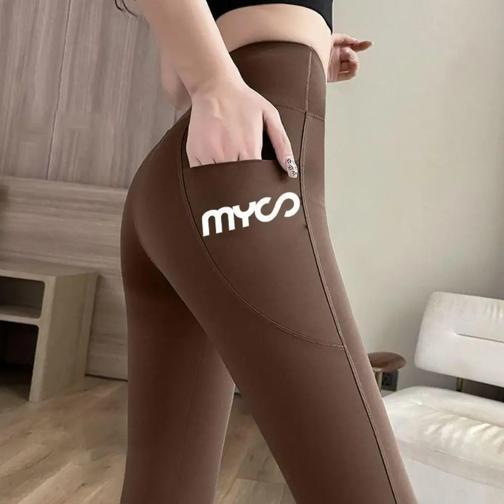 

Корректирующее белье, женские леггинсы с высокой талией и карманами, бесшовные эластичные женские капри для бега, дышащие женские брюки персикового цвета