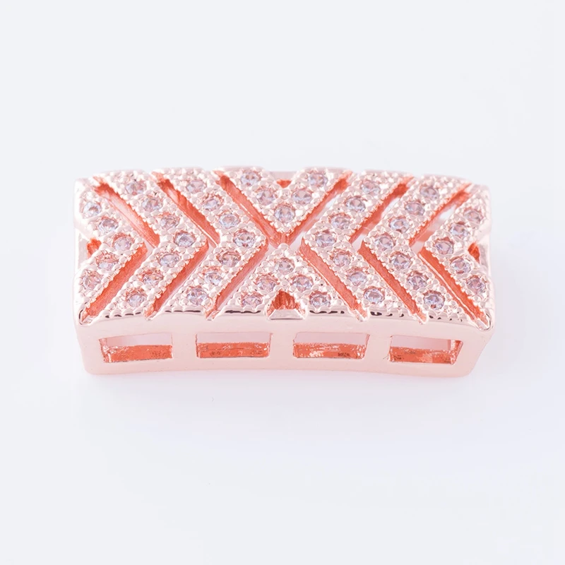 DIY Copper Accessories Micro Pave CZ Rhinestone Square Shape Spacer Beads Connectors for jewelry making hacer collares