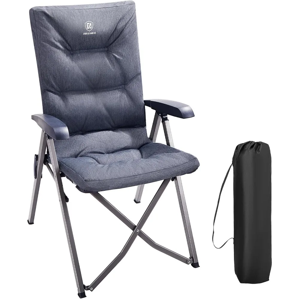 Folding Patio Reclining Chair Fully Padded with Adjustable High Back Support Portable for Adults, Outdoor Camping Recliner Chair