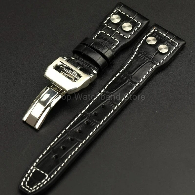 Skin-Friendly Fine Stitched Genuine Leather Watch Strap for IWC Pilot's Le Petit Prince Spitfire Mark 18 Brown Flat Interface