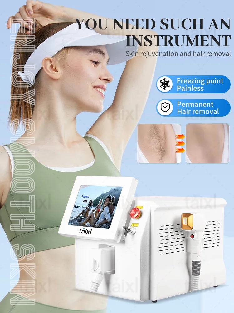 

НОВОЕ 808 диодное полупроводниковое устройство для удаления волос, ледяная точка, безболезненное постоянное удаление волос, шелковистая гладкая кожа, 4000 Вт, 3 длины волны