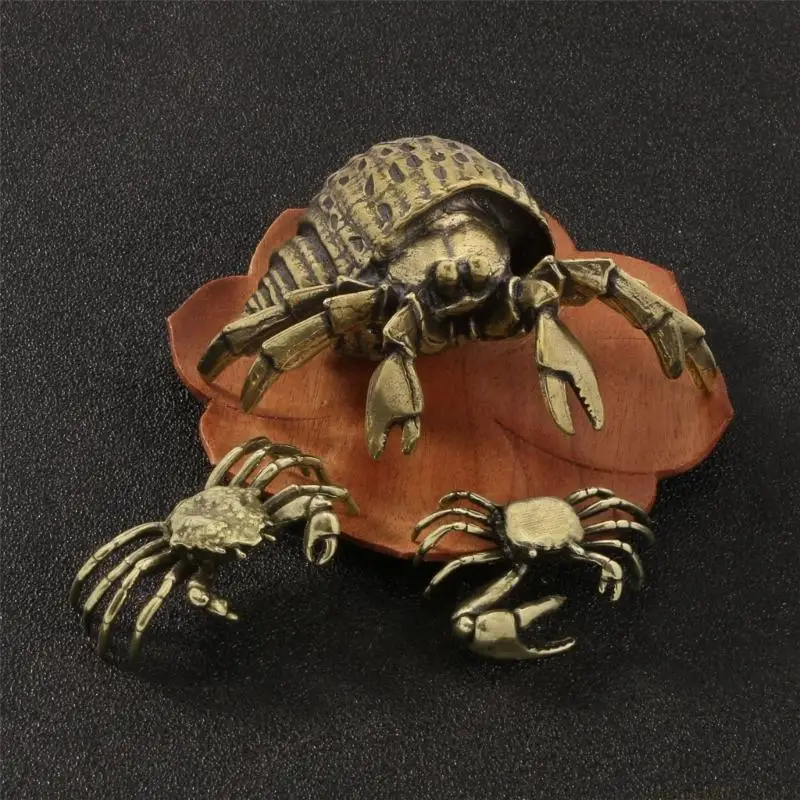QX2E Metal Hermit Crabs Figurine Statues Metal Animal Statue Collectible Decorative Ornament for Home Decors Centerpieces