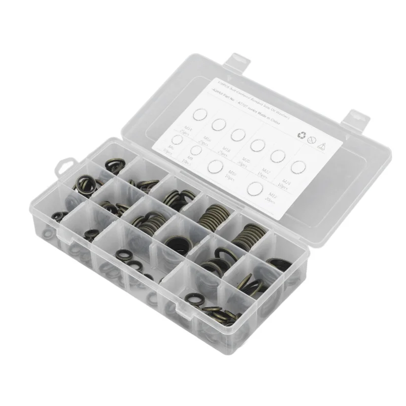 Picture 3: 170PCS Set Drain Plug Gasket 10 Sizes Rubber And Metal Oil Drain Plug Gasket Replacement With Storage Box