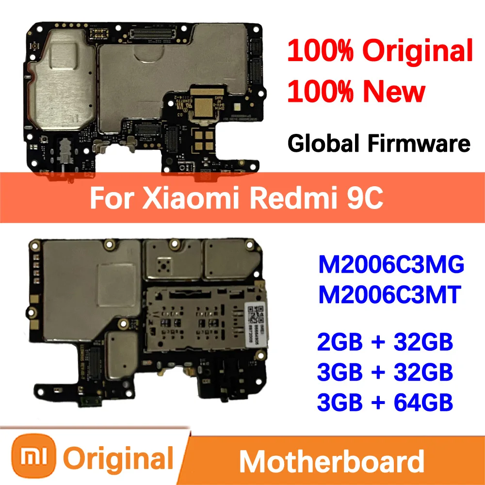 

100% Brand New Original Motherboard for Xiaomi Redmi 9C Mainboard Logic Circuit Board Plate Global Unlocked Mother boar M2006C3M