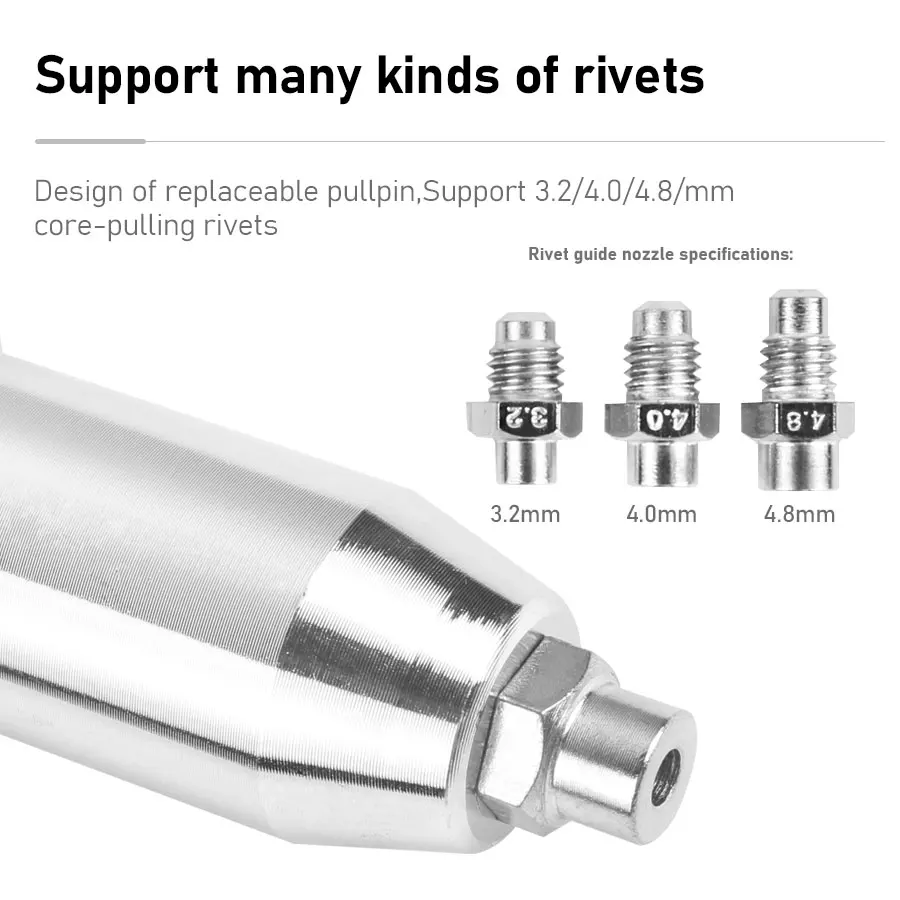Electric Rivet Gun Rechargeable Lithium-ion Riveting Machine Aluminium Alloy Automatic Rivet Gun (without Battery)