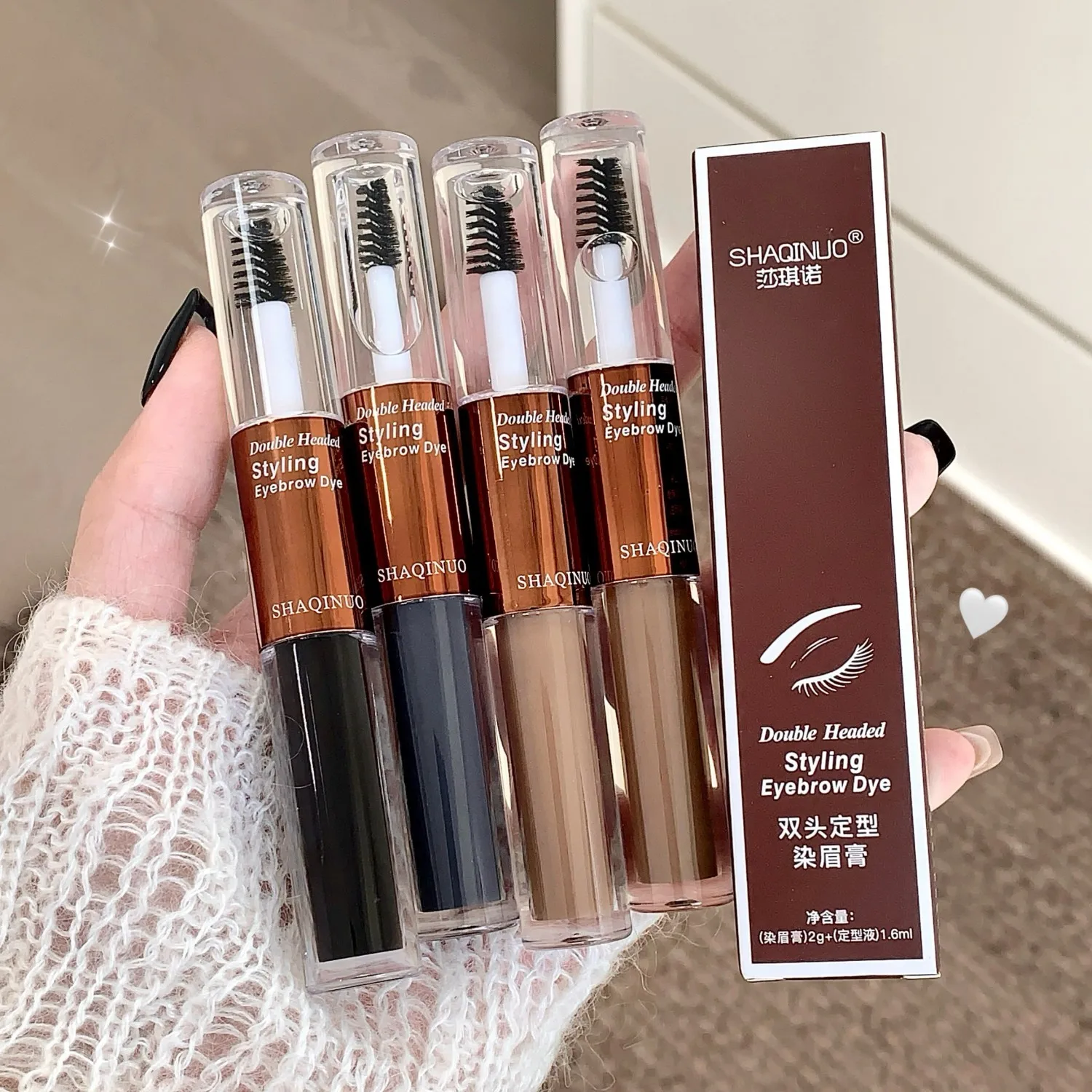 SHAQINUO4 สี dual-head styling ครีมย้อมสีคิ้วถือแต่งหน้าการปรับเปลี่ยนธรรมชาติสามมิติครีมเขียนคิ้วป่า