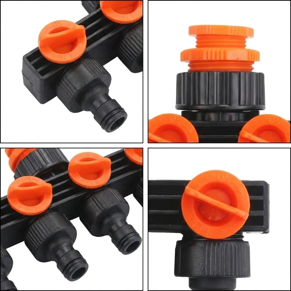 for Garden Irrigation 4 Way Distributor with Threaded For Tap Nipple Fit and Independent Outlet Control for Flexible Use
