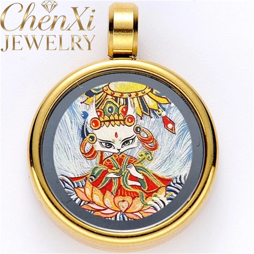 Zakiram Four-Armed Avalokiteshvara, Manjushri Bodhisattva, Miniature, Gau Box, Small Thangka Pendant Luxury Exquisite Jewelry
