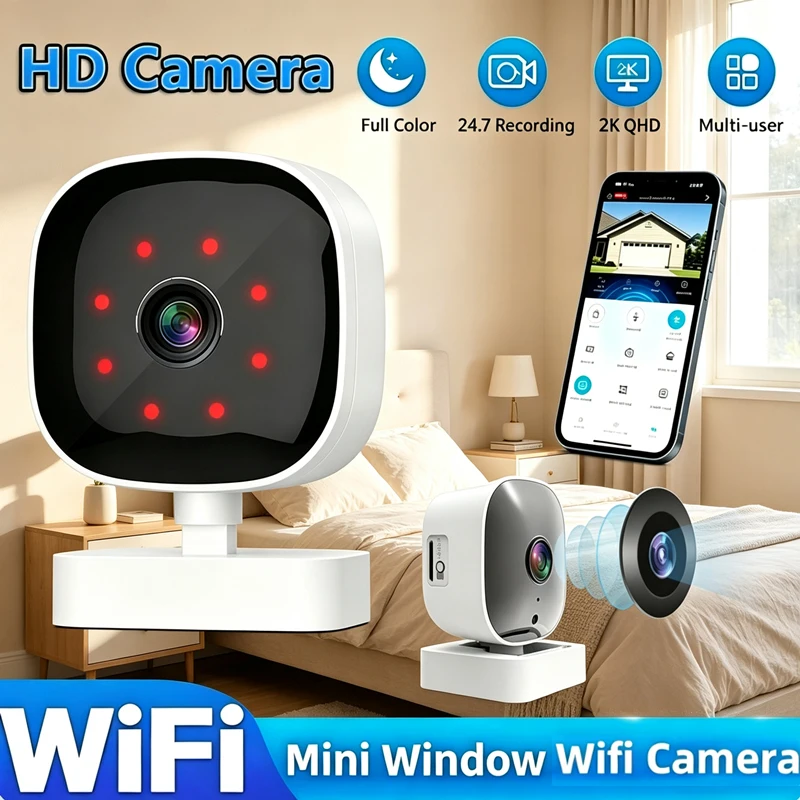 Mini Câmera Sem Fio 1080P HD 2.4/5GHz WiFi com Visão Noturna, Gravador de Vídeo e Voz, Câmera de Segurança com Monitoramento Remoto WiFi