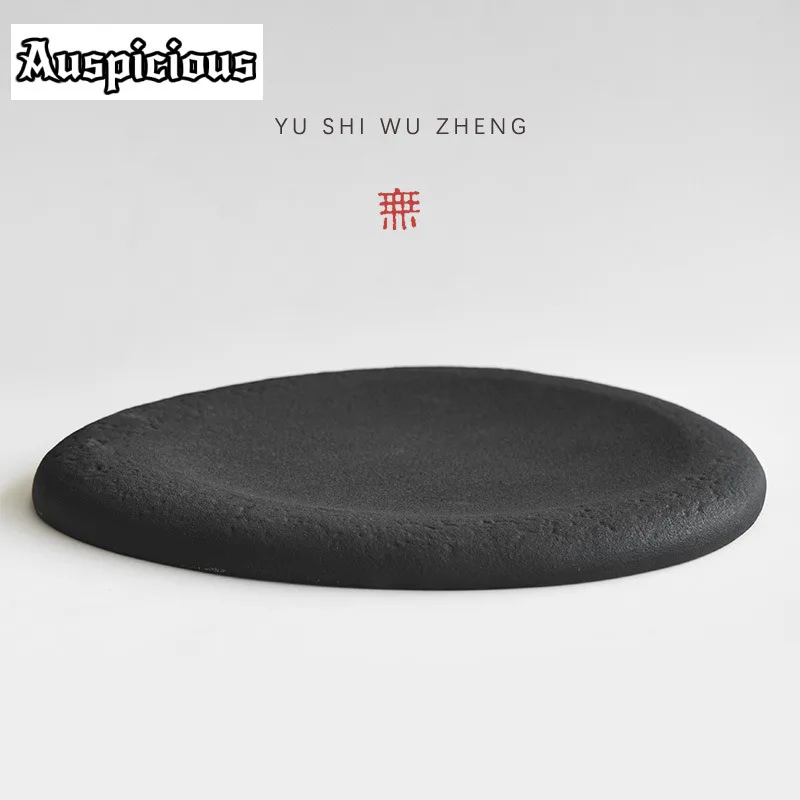 

Creative Droplet-shaped Black Pottery Tea Tray Tea Ceremony Large Dry Brewing Stand Tea Table Japanese Cuisine Sushi Plate Dises