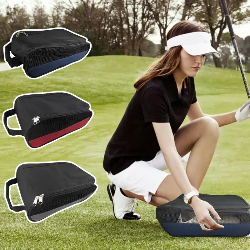 Portable Golf Shoe Bag Oxford Cloth Shoes Carrier Bags Handbag Dustproof Travel Shoe Storage Bag for Travel Golfing Camping