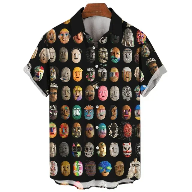 Men's Retro Shirt 3D Print Mexican Fighting Shirt Short Sleeve Cardigan Summer Top
