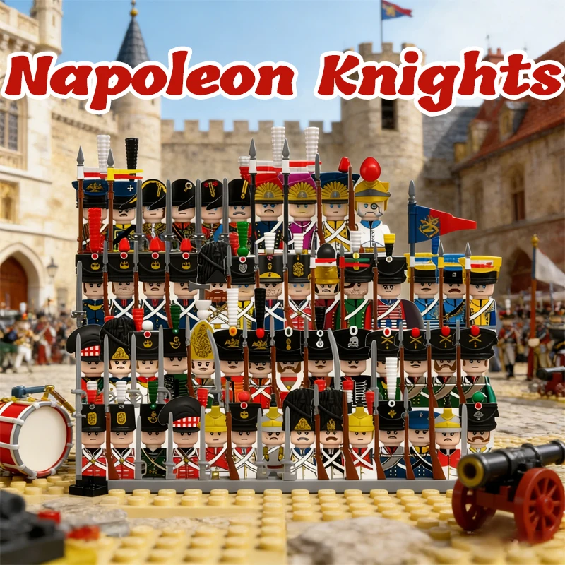 Blocs de construction de chevalier château médiéval, figurines de soldats napoléon militaire, accessoires de la légion de l'armée de guerre, jouets en briques de la marine impériale
