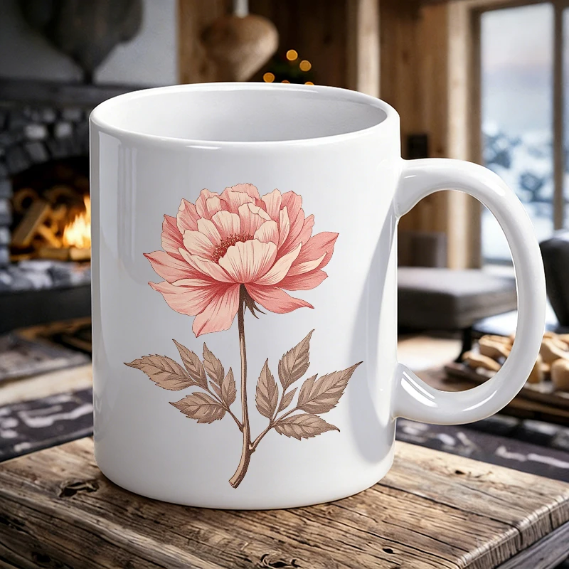 

Elegant Pink Peony Floral Key Button Printed Pattern Mother's Day printed Mug