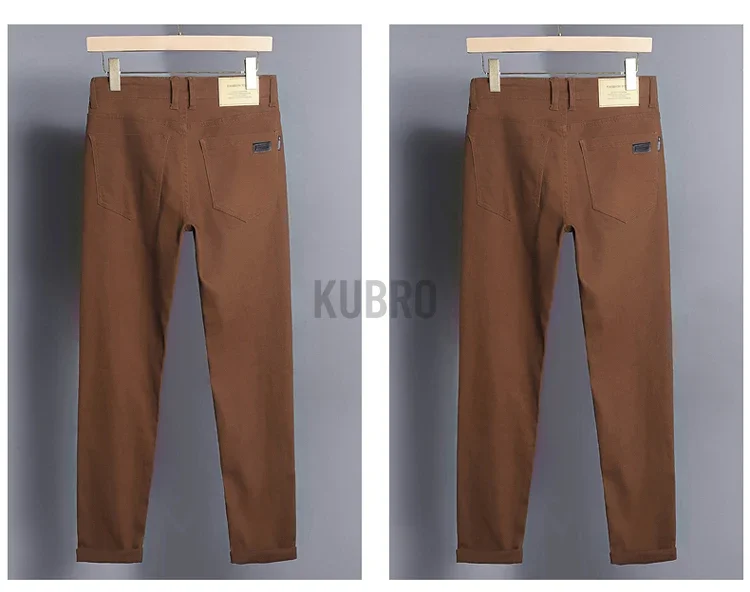 Markenmode, lockere, gerade geschnittene Business-Casual-Stretch-Jeanshose für Herren, Markenhose in 3 Farben, Übergröße, Herrenbekleidung, schmale Jeans – Detail 18