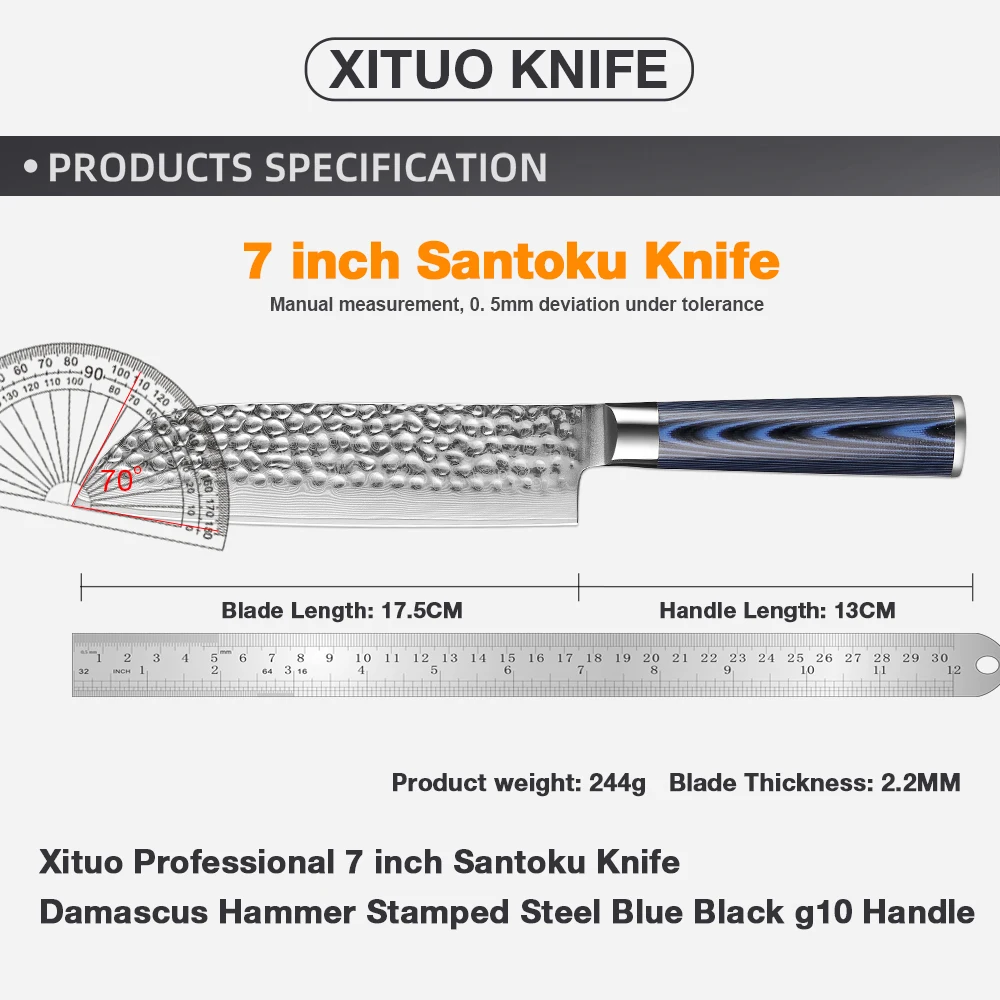 Damascus Santoku Knife 7 Inch Kitchen Knife Ultra Sharp Japanese VG10 67 Layers Steel Chef Knife High Carbon Meat Fruit Knife