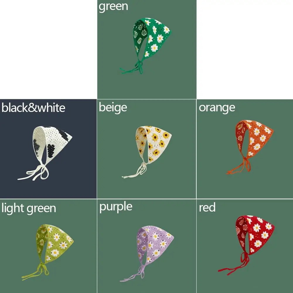 ربطة رأس كروشيه مصنوعة يدويًا إبداعية للفتيات ، وشاح مثلث ، منشفة ، قبعة وشاح الرأس