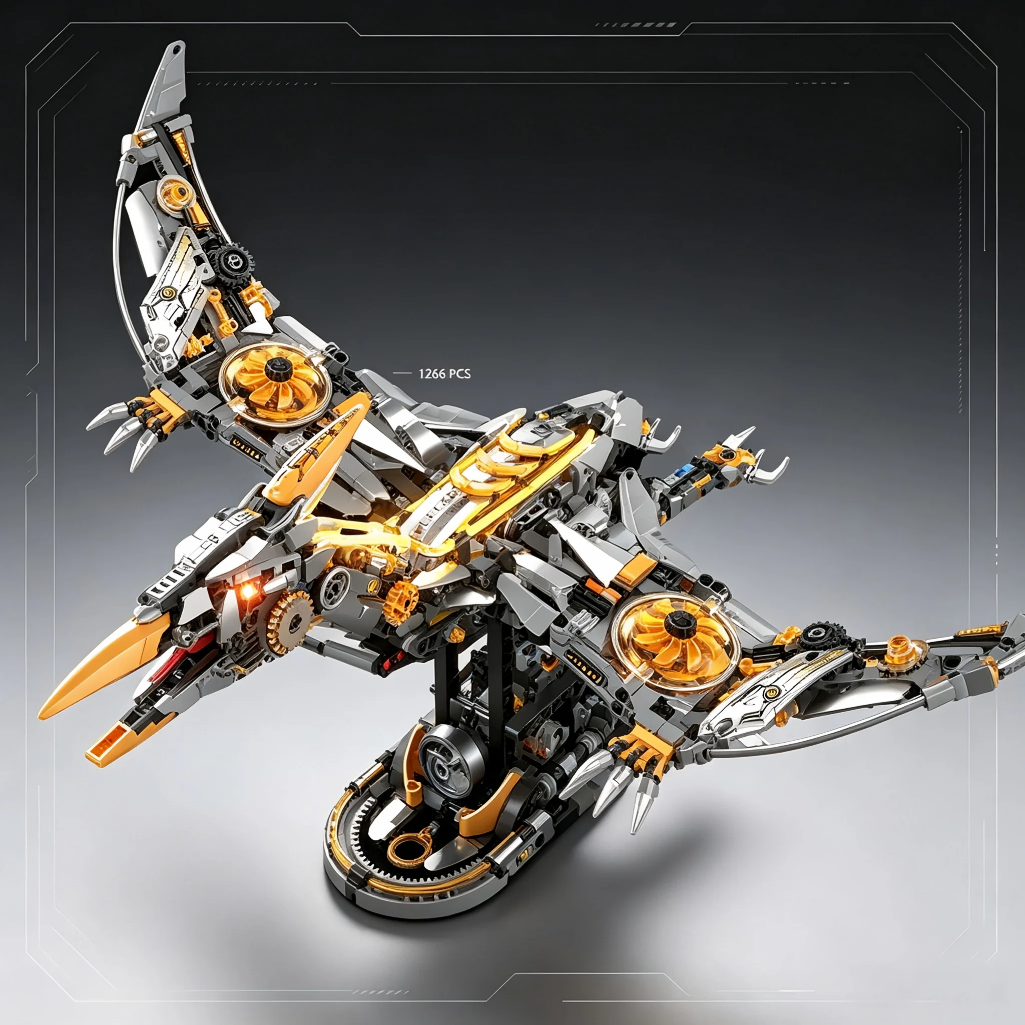 Creative MOC Mechanical Pterosaur Dinosaur Building Blocks Model 1266PCS Ornament Educational Birthday Gift for Kids - view 5