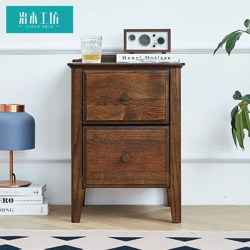 Woodworking Workshop All Solid Wood Bedside Table Environmentally Friendly Simple American Environmentally Friendly Walnut Locke
