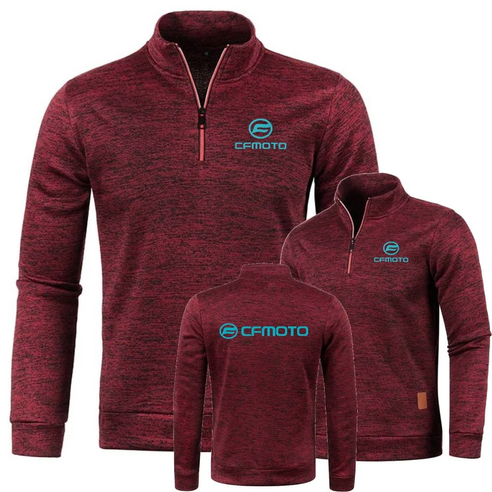 Jersey cfmoto moletom de motocicleta meio zíper suéter de gola alta outono masculino pulôver de lã macia casual jaqueta esportiva de malha