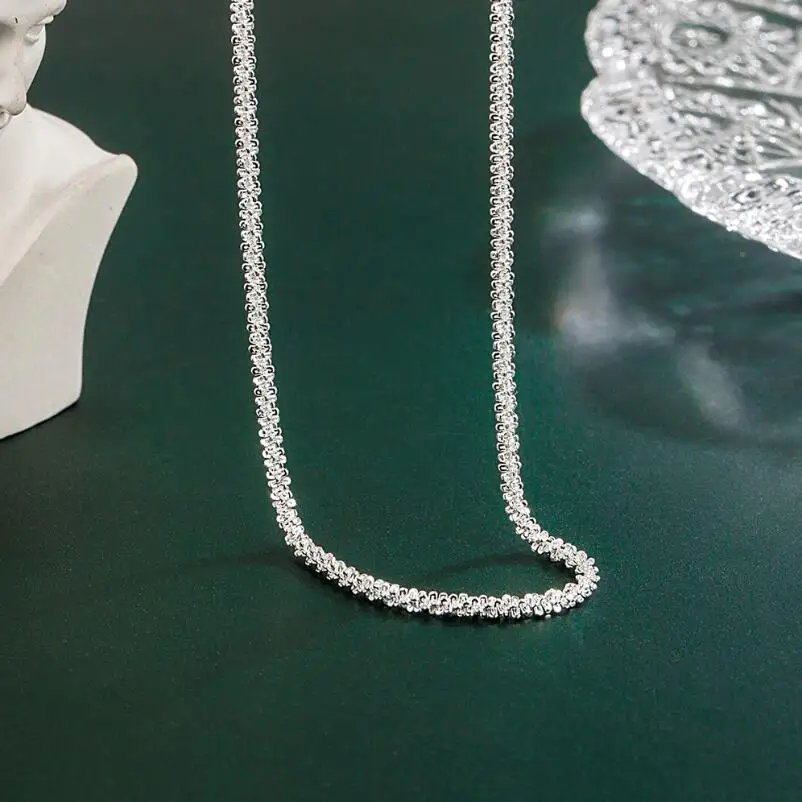 Real 925 Sterling Silver Sparkling Chain Pendant Choker Necklace for Women Light Luxury Minimalist Fine Jewelry Colar de Prata