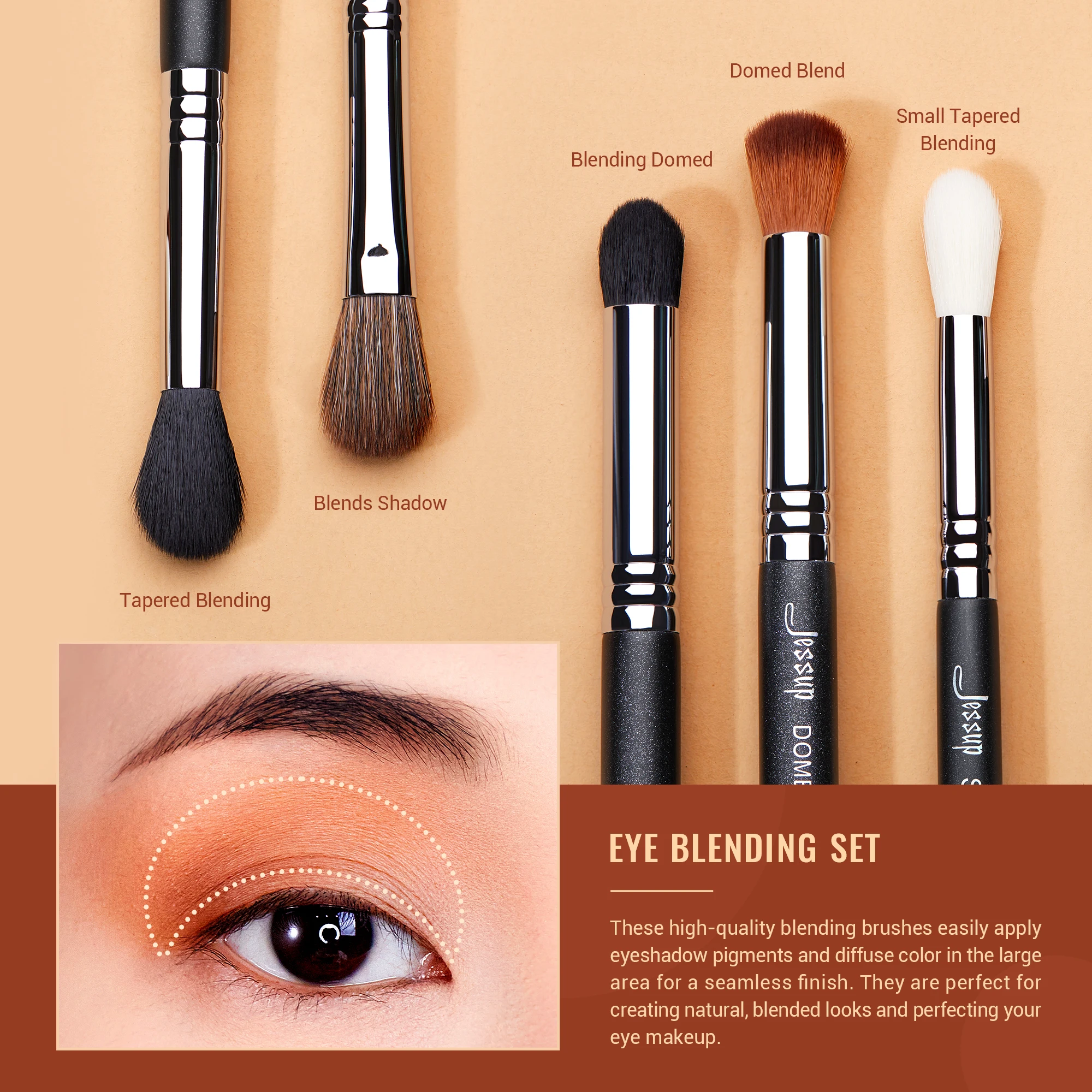 Jessup Eye Brushes set,Professional Blending Brush Eye Makeup brushes Synthetic Precision Blends Shadow Crease T338