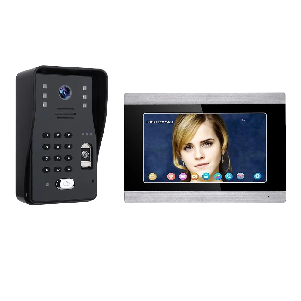 7 Inch TUYA Video Intercom WIFI RFID Fingerprint Video Door Phone System Home Intercom Support Remote APP Unlocking Recording