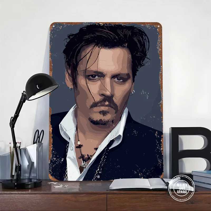 Johnny Depp Tinplate Poster Customized Wall Art Vintage Retro Metal Signs for Aesthetic Room Decor Men Decoration At Home Items