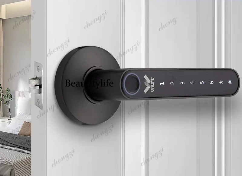 Household fingerprint lock Wooden door Electronic intelligent handle lock Indoor door Apartment password Anti-theft door lock