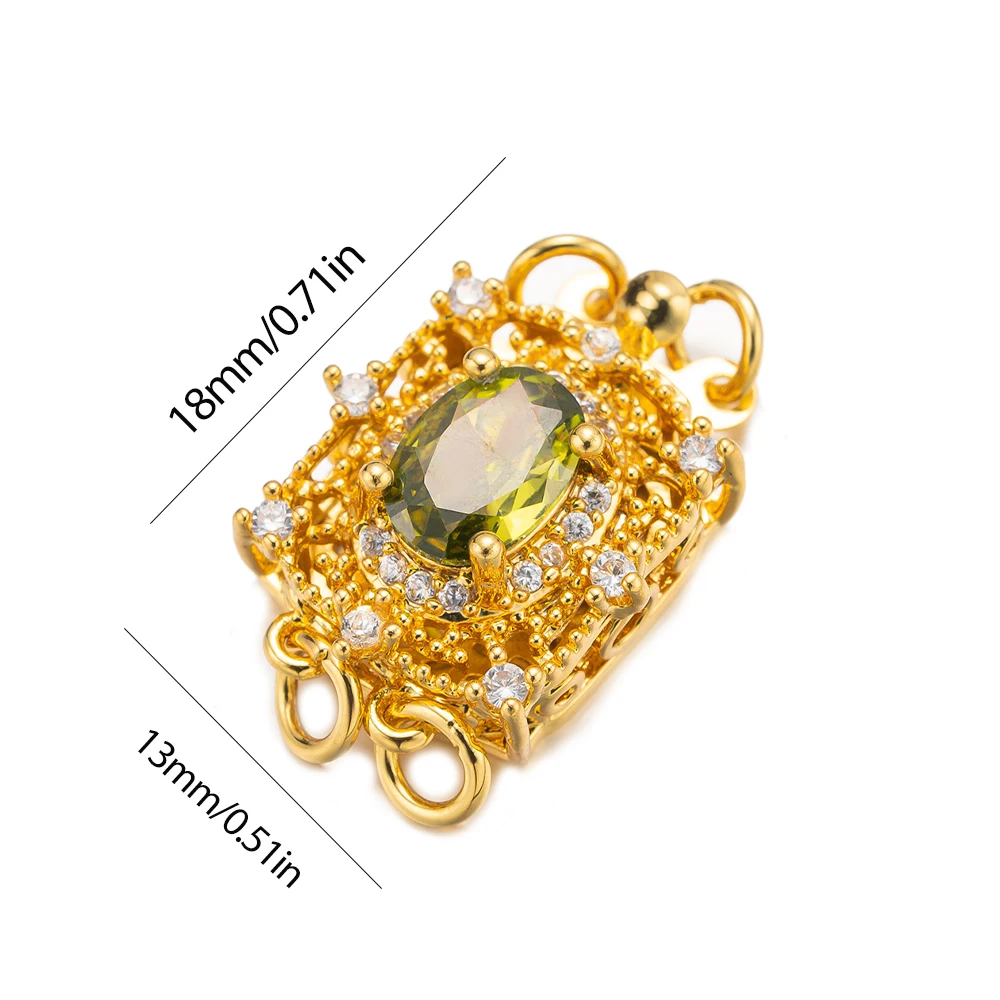 1Pc 18K Gold Plated Brass Zircon Rectangle Box Clasp Connectors For DIY Necklace Bracelet Jewelry Making Supplies Accessories