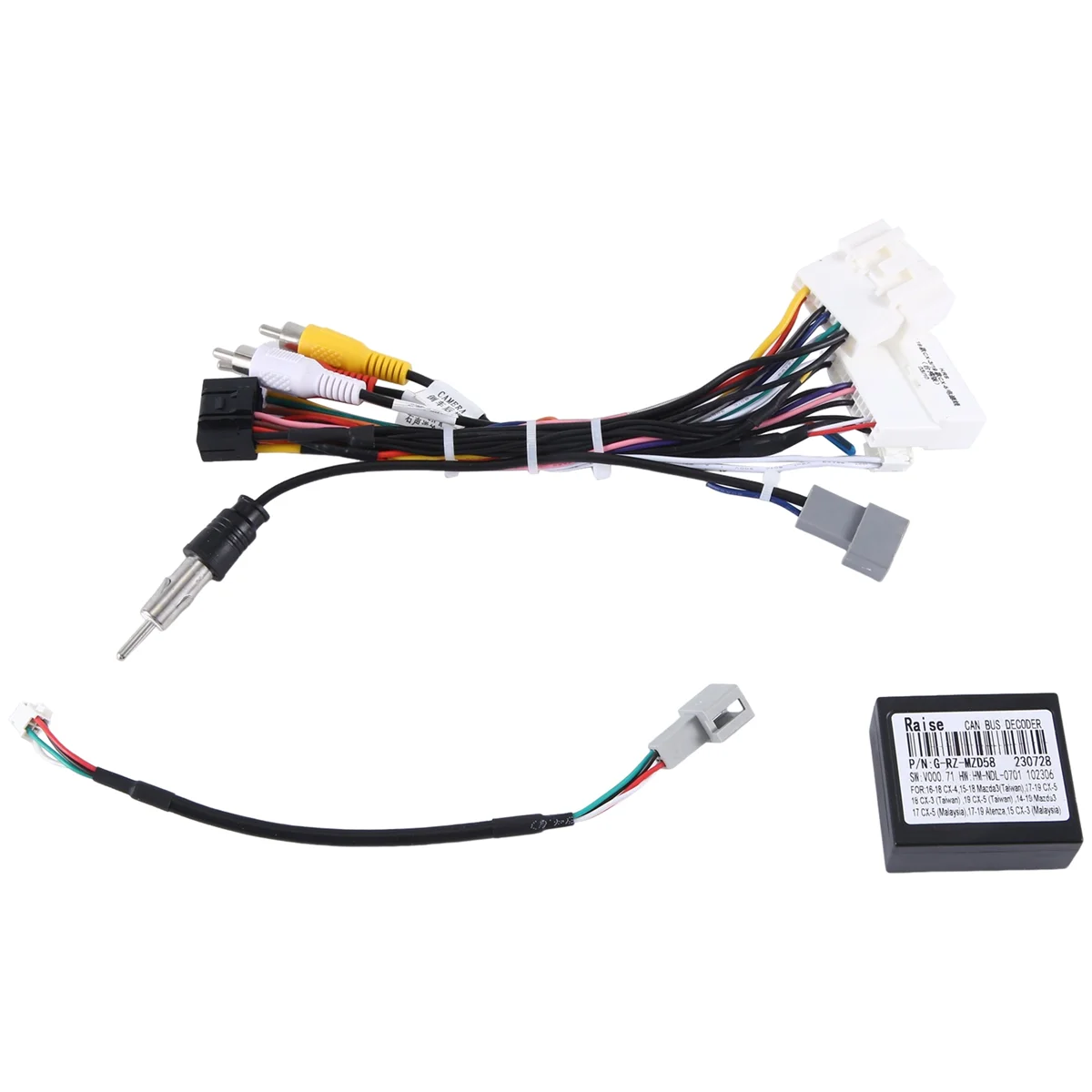 Car Radio Cable Adapter Android Wiring Harness Power Connector Socket with CAN Bus Decoder for Mazda CX-3 CX-5