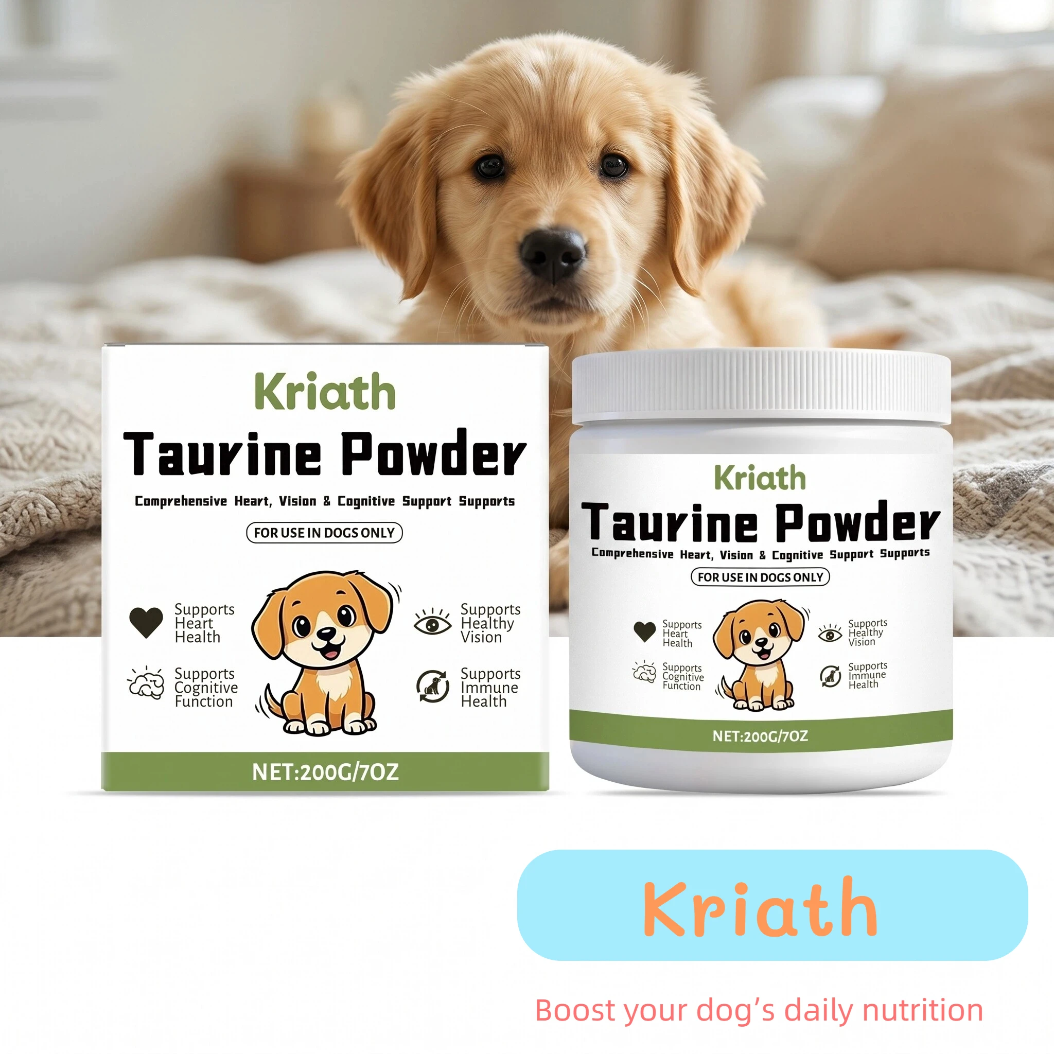Wellness Health Nutrition - 犬用タウリンパウダー 簡単混合 認知機能サポート 毛並み改善 心臓の健康状態向上 ペット用栄養補助食品